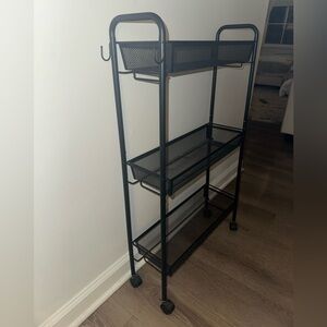 Black Metal Rolling Storage Cart